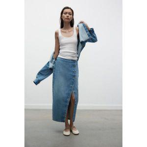 [국내배송]자라 ZARA Z1975 크로스 데님 미디 스커트812129