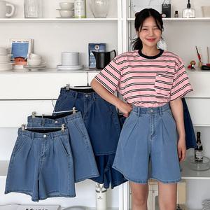 알로하A라인3부숏데님