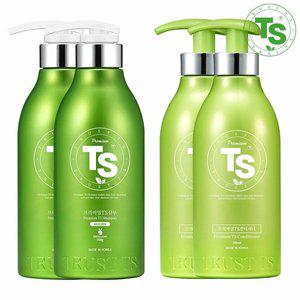 [티에스]TS 프리미엄 샴푸 500g 2개 + 컨디셔너 500ml 2개