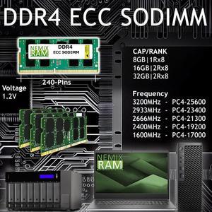[정품] NEMIX RAM 16GB(2X8GB) DDR4 2666MHZ PC4-21300 1Rx8 1.2V CL19 260핀 ECC SODIMM 키트 Synology D4
