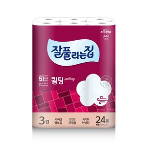 잘풀리는집 더 도톰한 3겹 퀼팅 30M X 24롤 화장지 화이트 린넨향