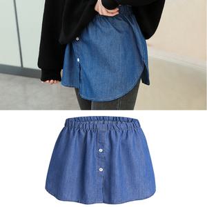 레이어드치마 청 티셔츠 빅사이즈 이너스커트 밴딩 밴드 면 힙커버 여자 여성 남방 셔츠 진청 블라우스