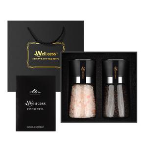 웰세스 WG-202 히말라야 핑크솔트 블랙페퍼 그라인더 소금 선물세트 결혼 돌잔치 장례 조문 명절 추석 답례품 기념품 창립기념 단체 회사 선물세트