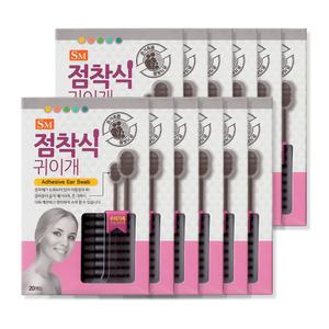 에스엠팜 점착식 귀이개 접착면봉 귓귀파개 20p 12개