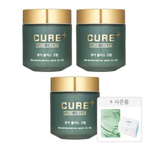 김정문알로에 큐어 플러스 크림, 80g, 3개+증정 (마일드 코튼 화장솜, 80매, 1개 + 피토 그린 앰플 마스크팩, 1개)