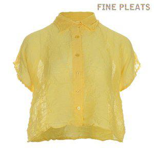 [피네플리츠][FINE PLEATS] 피네 플리츠 반팔 A라인 숏 가디건 옐로우