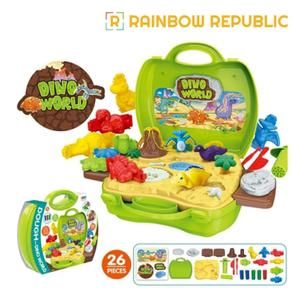 26pcs 드림 공룡놀이 가방세트/모양/동물/자연/화산/화석/공룡시대/패키지/탐험/학습놀이/소품/유아동/안전