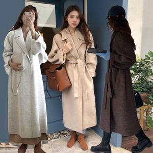 [리빌모아]여자 클래식 오픈 허리끈 롱 모직 코트 DMESW-CT-STS14290124
