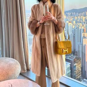 알테스 세이블 소매 차이나카라 밍크 코트 A69 팔로미노