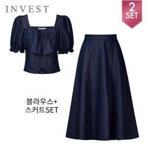 [인베스트] 리본 크롭 블라우스+롱 스커트 세트_IN5M3BL5151