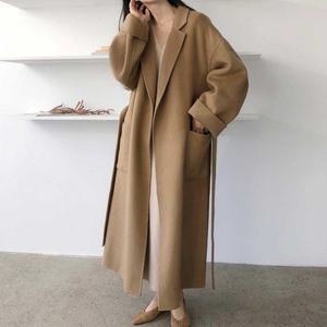 [오노마] ONM 롱기장 모직 오버핏 코트 투카라 허리스트랩 출퇴근룩  27352441)