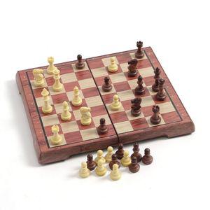 앤티크 접이식 자석 체스(24.5x21.5cm) (브라운+아이보리) 휴대용 마그넷 가정용 가족게임 놀이 보드