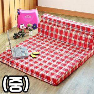 BYK 레드체크 5단 접이식침대 접이식매트리스 (중)