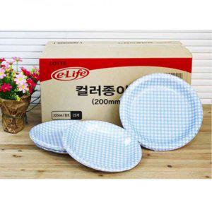BOX 이라이프 블루 종이접시 200mm 200p 일회용접시