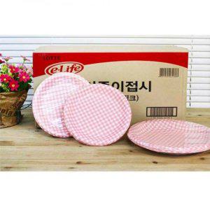 BOX 이라이프 핑크 종이접시 180mm 200p 일회용접시