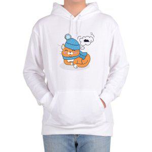 후드티 CAT 파란겨울모자를 쓴 고양이 파란 목도리