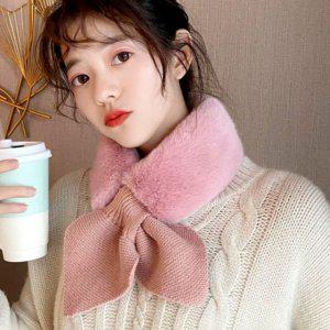 목도리용품 쁘띠 밍크 퍼 니트 부드러운 목도리