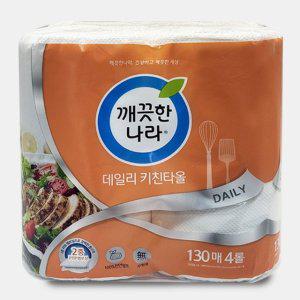 깨끗한나라 이중파워 엠보싱 데일리키친타월 130매4롤