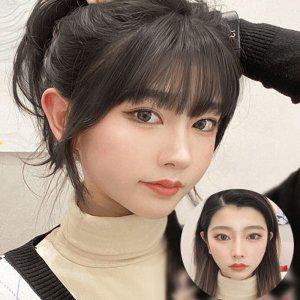 프렌치 앞머리 가발 피스 / 자연스러운 정수리 커버 헤어피스 / 새치커버