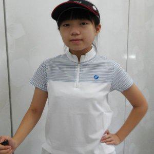 파라다이소 골프 아동 하프넥 스트라이프 반팔티_화이트 그린외