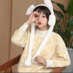토끼귀마개 / (다사라유통)움직이는 털 방한 토끼귀