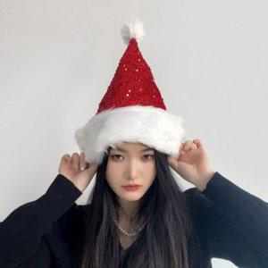 벨벳 산타모자 스팽글 크리스마스 산타복장 코스튬