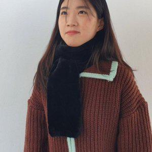 미니 인기 페이크퍼 데일리 목도리 머플러 블랙