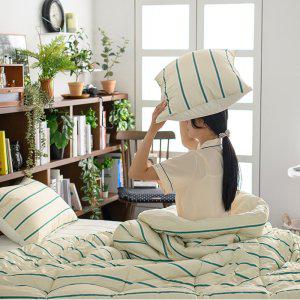 해피니 이불패드세트 레트로 시리즈 M2 차렵이불 퀸 Q (그린) (패드 크림)