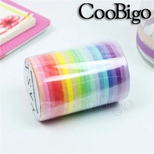 20 롤 Washi 테이프 레인보우 접착 테이프 단색 장식 마스킹 테이프 노트북 일기 앨범 저널 DIY 3mm