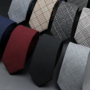 남성 클래식 코튼 넥타이 고품질 수제 스키니 6CM 넥타이 격자 무늬 솔리드 컬러 스트라이프 좁은 비즈니스 셔츠 액세서리