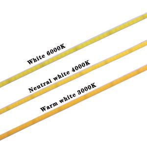 5m FCOB Led 스트립 빛 선형 테이프 Bar12V/24V 디 밍이 가능한 3mm 5mm 8mm 10mm 흰색 따뜻한 신경 흰색 4000k 색상 홈 장식