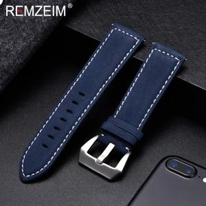 정품 가죽 시계 밴드 팔찌 블랙 블루 브라운 빈티지 매트 시계 스트랩, 여성 남성 18mm 20mm 22mm 24mm 손목 밴드