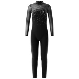 여자 예술적 체조 원피스 양복 어린이 긴 소매 라인 석 전신 Unitard 발레 바디 슈트 점프 슈트 Dancewear
