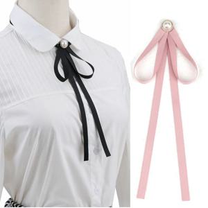 진주 리본 브로치 핀 나비 넥타이 빈티지 Pre-Tied Collar 블랙 블루 Bowknot 화이트 셔츠 넥타이 클립 여자 여자 옷 넥타이