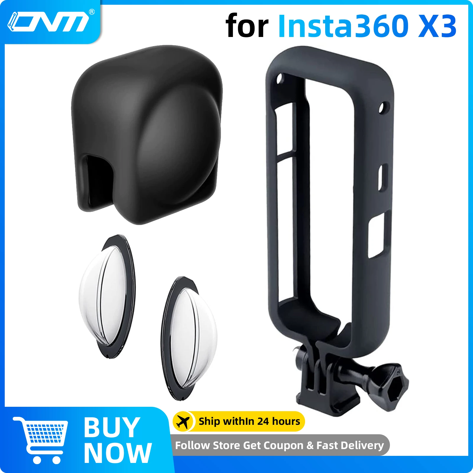 Insta360 X3 렌즈 캡 프로텍터 보호 프레임 렌즈 가드, Insta 360 X3 카메라 프로텍터 세트, 스크래치 방지 액세서리