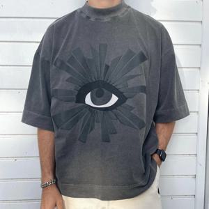 개구리 드리프트 streetwear 패션 브랜드 오류의 집 거품 인쇄 overesized 느슨한 여름 티 탑 티셔츠 남성용