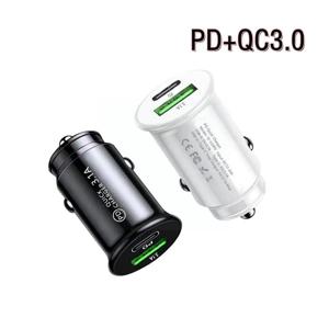Qc3.0 차량용 충전기 빠른 충전 흰색 검정색 미니 모양 전화 충전 Pd F8v8 슬롯 자동차 C 라이터 유형 모바일 20w Usb Z1B9