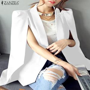 ZANZEA 2023 오피스 캐주얼 망토 블레이저 슈트, 여성 패션, 가을 숄 칼라, 스플릿 슬리브 코트, 솔리드 OL 케이프 재킷, 작업복