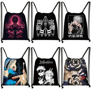 Anime Jujutsu Kaisen 배낭 Gojo Satoru Yuji Itadori Drawstring 가방 하라주쿠 대용량 보관 가방 야외 숄더백