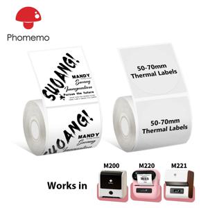 Phomemo 70x80mm 열 스티커 라벨 2.75''x3.14'' M221/M220/M200용 바코드/주소/우편/로고/비즈니스/홈 태그