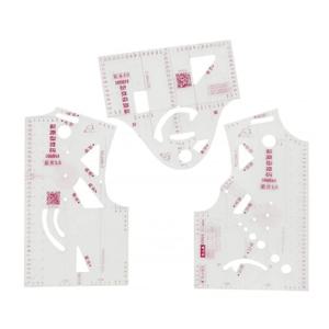 3 Pcs 키트 1:5 투명 여성 천 디자인 눈금자 도면 템플릿 의류 프로토 타입 눈금자 도구 인형 T 만들기위한