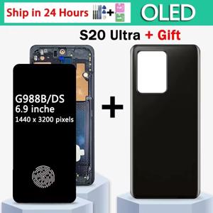 삼성 S20 Ultra S20Ultra 5G G988B/DS G988U LCD 디스플레이 터치 스크린 디지타이저 어셈블리 (프레임 포함) 용 OLED 품질