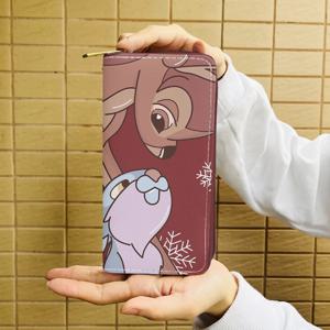 디즈니 미키 밤비 애니메이션 서류 가방 지갑, 만화 지퍼 동전 가방, 캐주얼 지갑, 카드 보관 핸드백 선물, 크리스마스 W5561