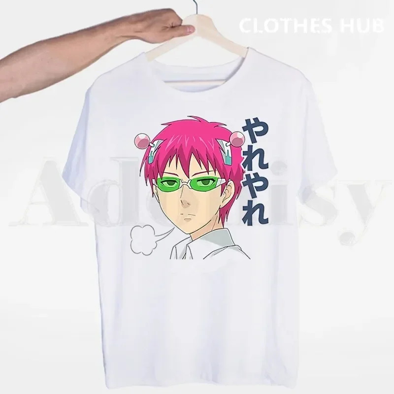 Saiki K Kusuo No Psi Nan Tshirts의 비참한 삶 남성 패션 여름 티셔츠 Tshirt Top Tees streetwear 하라주쿠 웃긴