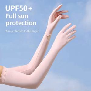 UPF50+ 자외선 차단제 여성용 여름 자외선 차단 긴 팔꿈치 얼음 실크 장갑 승마 및 운전 A