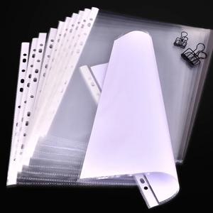 100pcs 11 구멍 A4 문서 용 투명 플라스틱 펀치 파일 폴더 슬리브 리프 문서 가방 보호기 사무용품 JL