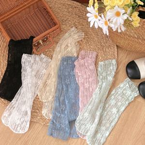 여성 하라주쿠 카와이 숙녀 통기성 투명 꽃 레이스 양말 스위트 메쉬 Fishnet 양말 부드러운 웃긴 양말 양말