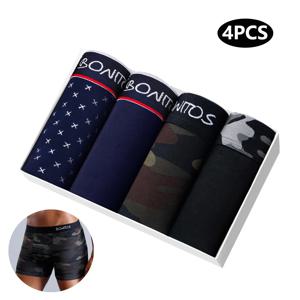 남자 속옷에 대 한 4pcs 코 튼 복서 섹시 한 인쇄 남자 팬티 플러스 크기 브랜드 위장 망 속옷 반바지