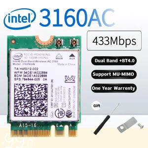 인텔 무선 AC 7260 미니 PCIE 카드 듀얼 밴드 블루투스 와이파이 어댑터, 7260HMW 3160 7265 3165 8260
