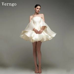 Verngo 샴페인 새틴 미니 무도회 가운, 오프숄더, A 라인 파티 원피스, 우아한 짧은 이브닝 원피스, 맞춤형